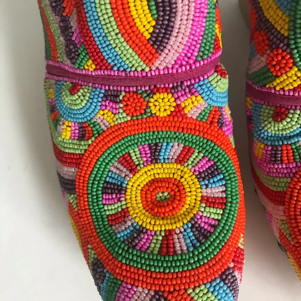 Lisa for Donald J. Pliner Exquisite Hand-Beaded Multicolor Platform Clogs